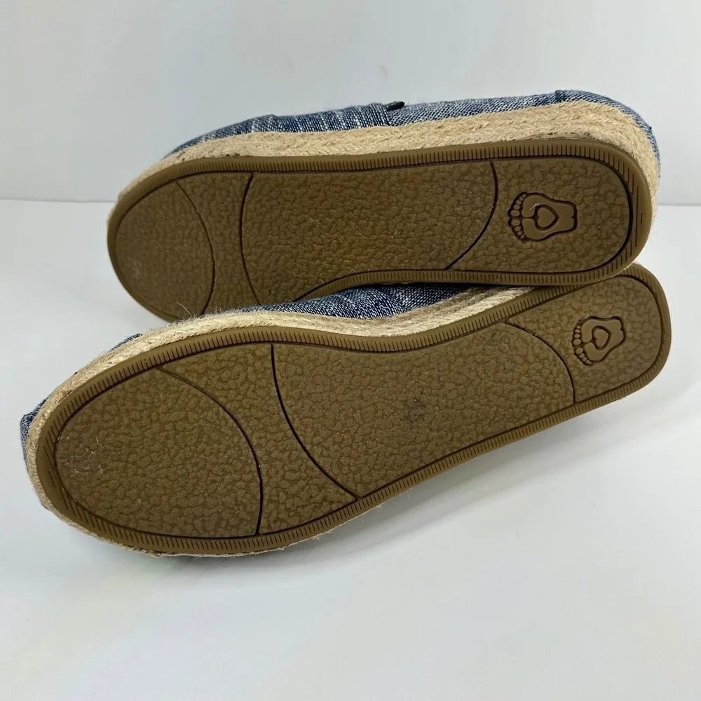 BOBS from Skechers Highlights Blue Woven Espadrille Platform Slip On Shoes 8.5